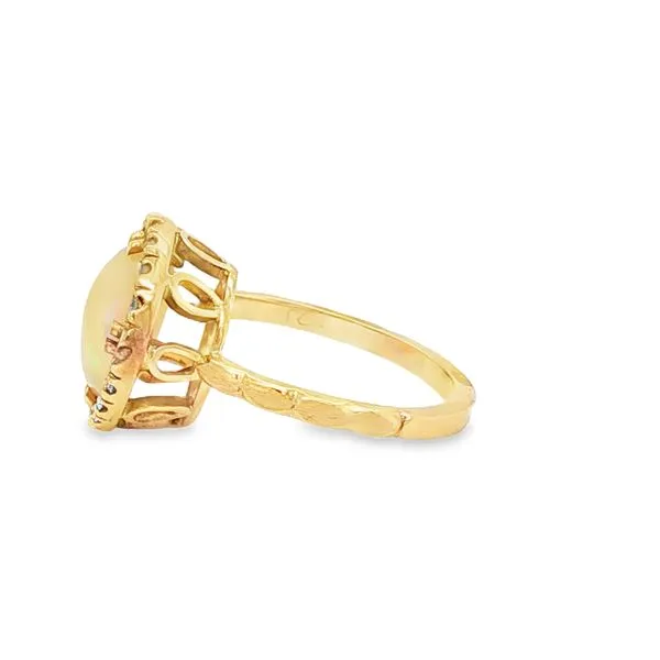 14K Rose Gold Mexican Opal & Diamond Halo Ring – 3.02CT Image 3 Biondi Diamond Jewelers Aurora, CO