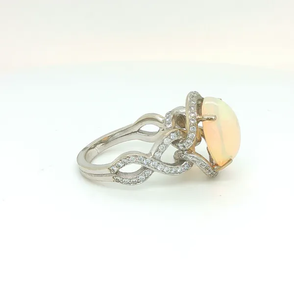 14K White Gold Opal and Diamond Ring Image 2 Biondi Diamond Jewelers Aurora, CO