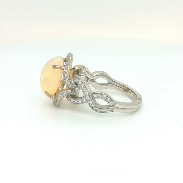 14K White Gold Opal and Diamond Ring Image 3 Biondi Diamond Jewelers Aurora, CO