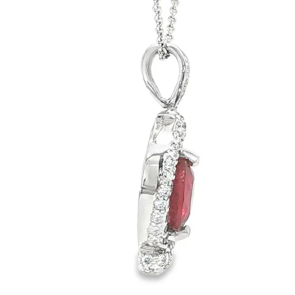 Ruby and Diamond Oval Pendant Image 2 Biondi Diamond Jewelers Aurora, CO