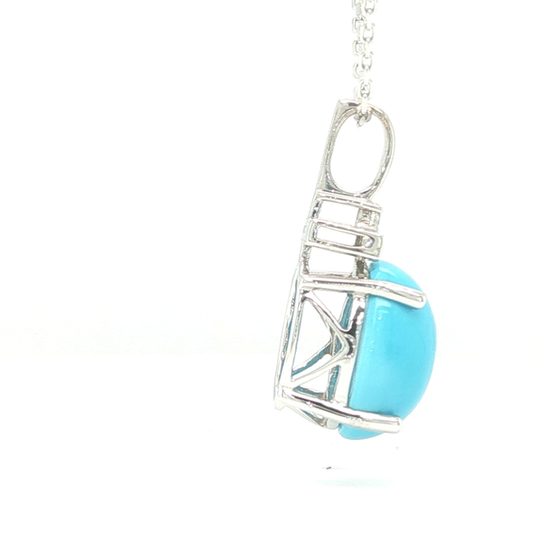 14K White Gold Turquoise and Diamond Necklace Image 2 Biondi Diamond Jewelers Aurora, CO