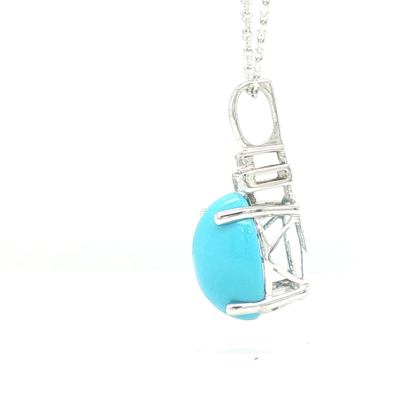 14K White Gold Turquoise and Diamond Necklace Image 3 Biondi Diamond Jewelers Aurora, CO