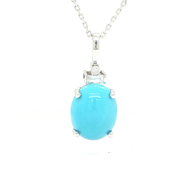 14K White Gold Turquoise and Diamond Necklace Biondi Diamond Jewelers Aurora, CO