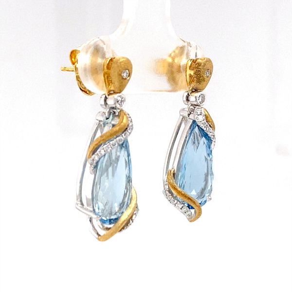 Aquamarine and Diamond Drop Earrings Image 3 Biondi Diamond Jewelers Aurora, CO
