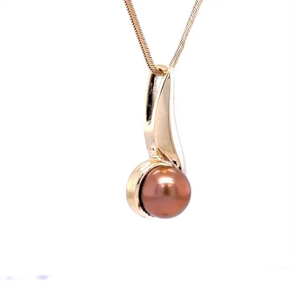 Chocolate Pearl Pendant 'J' Image 2 Biondi Diamond Jewelers Aurora, CO