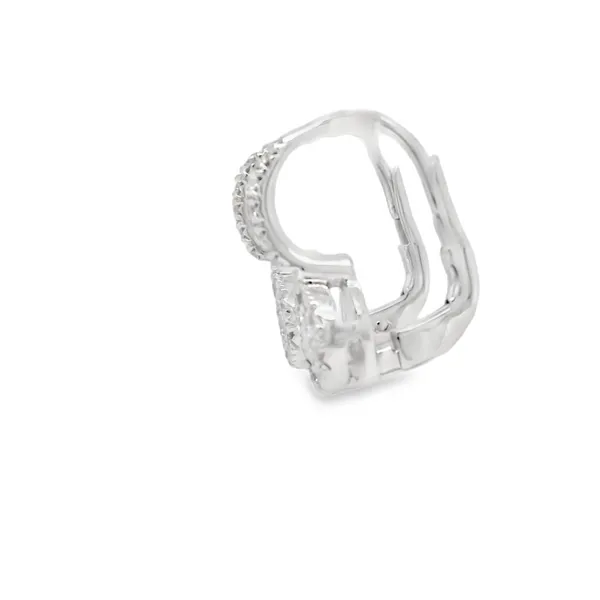 18K White Gold Diamond Dangle Halo Earrings