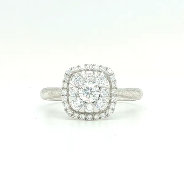 18K White Gold Cushion-Style Illusion Halo Engagement Ring Biondi Diamond Jewelers Aurora, CO