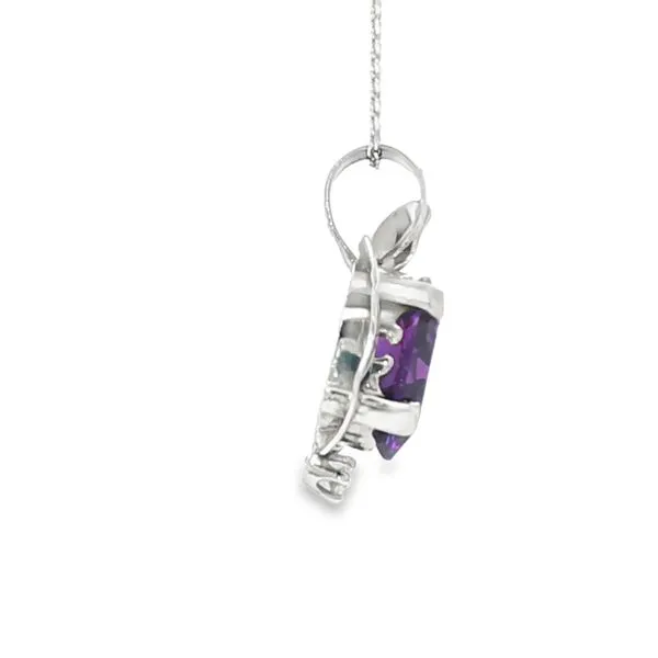 4K White Gold Amethyst Diamond Accent Pendant Necklace Image 2 Biondi Diamond Jewelers Aurora, CO