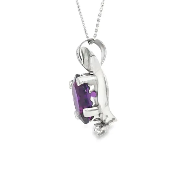 4K White Gold Amethyst Diamond Accent Pendant Necklace Image 3 Biondi Diamond Jewelers Aurora, CO