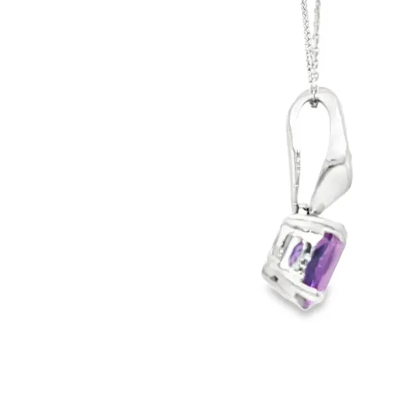 14K White Gold Amethyst Diamond Pendant Necklace 7x5MM Image 3 Biondi Diamond Jewelers Aurora, CO