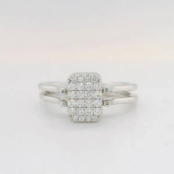 14K White Gold Reversible Emerald Diamond Ring Biondi Diamond Jewelers Aurora, CO