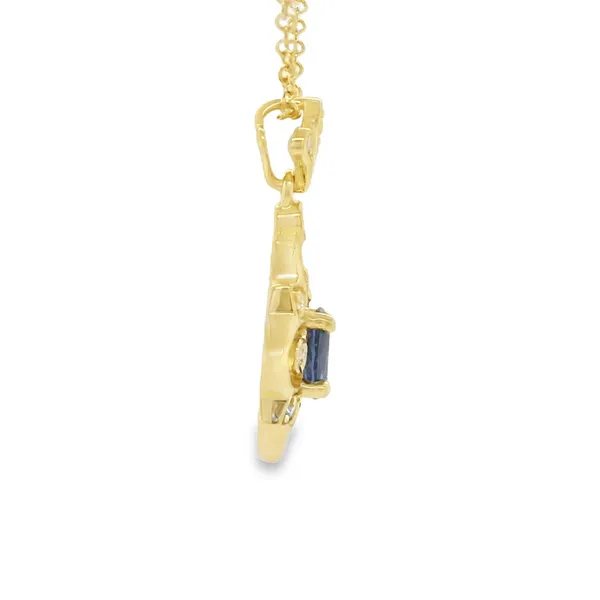14K Yellow Gold Sapphire and Diamond Pendant Necklace Image 3 Biondi Diamond Jewelers Aurora, CO
