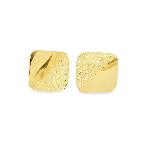 14K Yellow Gold Polished and Satin Square Earrings Biondi Diamond Jewelers Aurora, CO