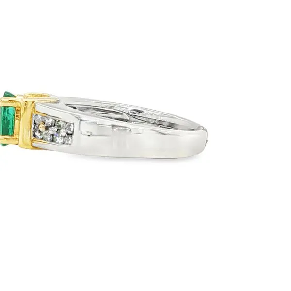 14K Yellow and White Gold Emerald and Diamond Ring Image 3 Biondi Diamond Jewelers Aurora, CO