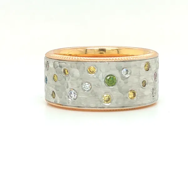 18K White and Rose Gold Hammered Color Diamond Band Image 2 Biondi Diamond Jewelers Aurora, CO