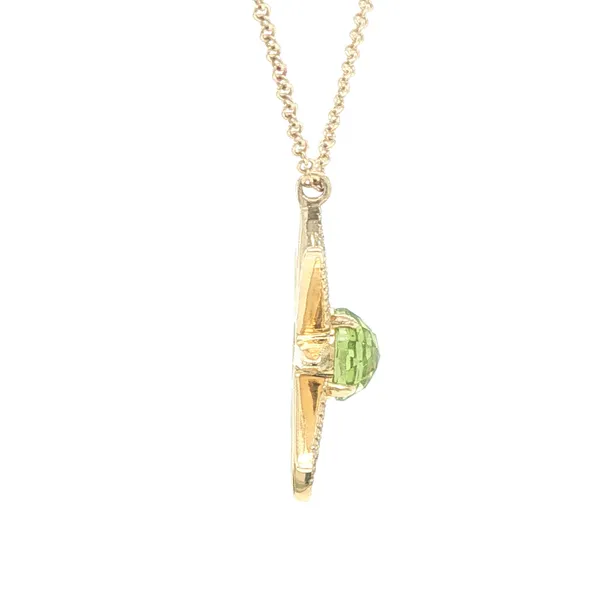 14K Yellow Gold Peridot and Diamond Starburst Necklac Image 2 Biondi Diamond Jewelers Aurora, CO