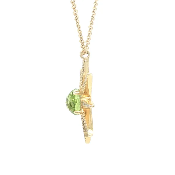 14K Yellow Gold Peridot and Diamond Starburst Necklac Image 3 Biondi Diamond Jewelers Aurora, CO