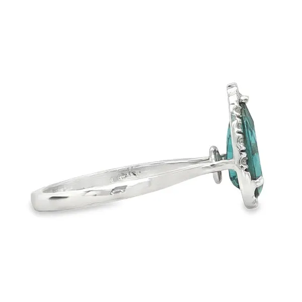 14K White Gold Indicolite Diamond Halo Ring 1.51CT Image 2 Biondi Diamond Jewelers Aurora, CO