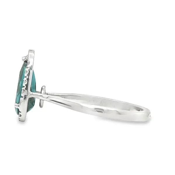 14K White Gold Indicolite Diamond Halo Ring 1.51CT Image 3 Biondi Diamond Jewelers Aurora, CO