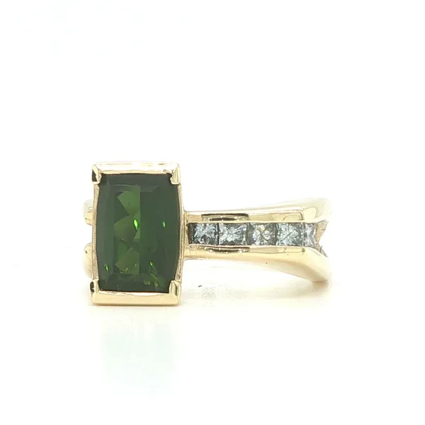 14K Yellow Gold Green Tourmaline and Diamond Ring Biondi Diamond Jewelers Aurora, CO