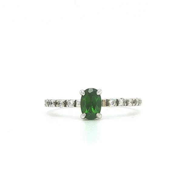14K White Gold Oval Green Tourmaline Diamond Ring 6x4MM Biondi Diamond Jewelers Aurora, CO