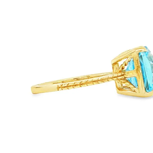 14K Yellow Gold Blue Topaz Cushion Ring Image 2 Biondi Diamond Jewelers Aurora, CO