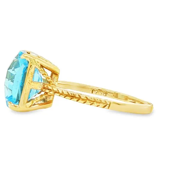14K Yellow Gold Blue Topaz Cushion Ring Image 3 Biondi Diamond Jewelers Aurora, CO