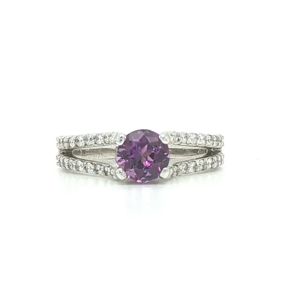 14K White Gold Amethyst Diamond Split Shank Ring 6.5MM Biondi Diamond Jewelers Aurora, CO