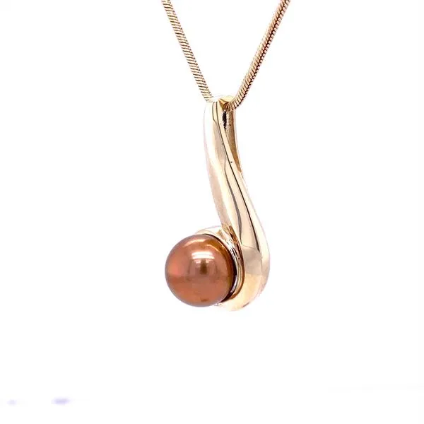 Chocolate Pearl Pendant 'J' Image 3 Biondi Diamond Jewelers Aurora, CO
