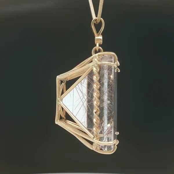 Rutilated Quartz Pendant in 14K Gold Setting Image 2 Biondi Diamond Jewelers Aurora, CO