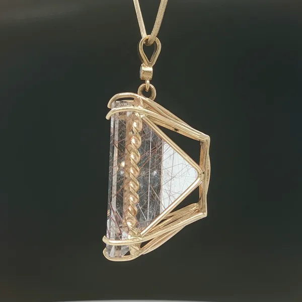 Rutilated Quartz Pendant in 14K Gold Setting Image 3 Biondi Diamond Jewelers Aurora, CO