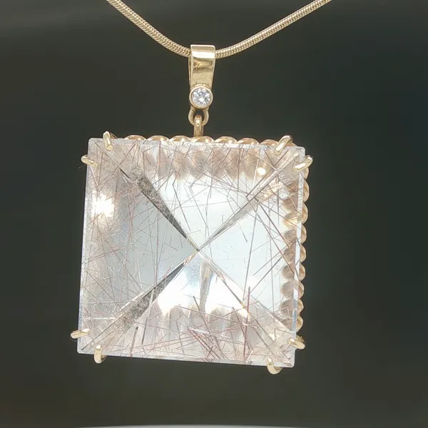 Rutilated Quartz Pendant in 14K Gold Setting Biondi Diamond Jewelers Aurora, CO