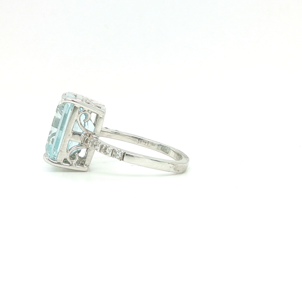 Aquamarine Diamond Ring 14K White Gold Radiant Cut Image 3 Biondi Diamond Jewelers Aurora, CO