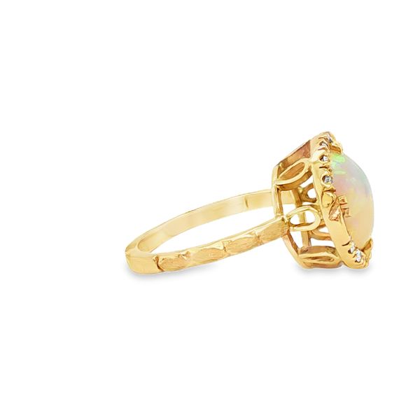 14K Rose Gold Mexican Opal & Diamond Halo Ring – 3.02CT Image 2 Biondi Diamond Jewelers Aurora, CO