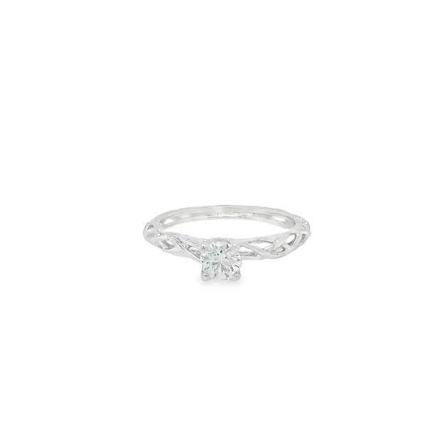 18K White Gold Brocade Solitaire Engagement Ring with 0.35CT Diamond Biondi Diamond Jewelers Aurora, CO