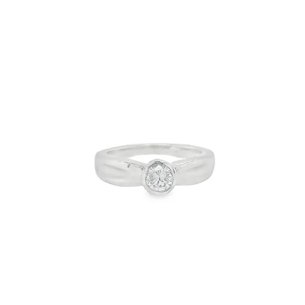 0.35CT Bezel-Set Round Diamond Engagement Ring in 14K White Gold Biondi Diamond Jewelers Aurora, CO