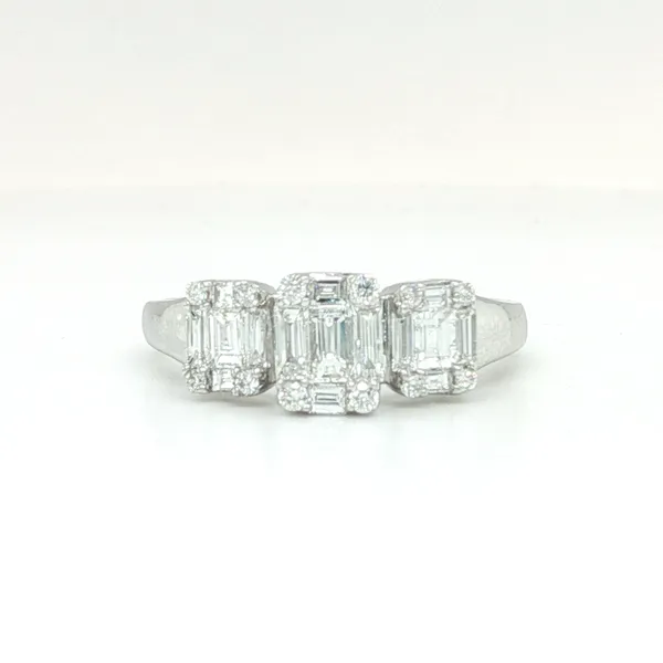 18K White Gold Baguette and Round Diamond Engagement Ring Biondi Diamond Jewelers Aurora, CO