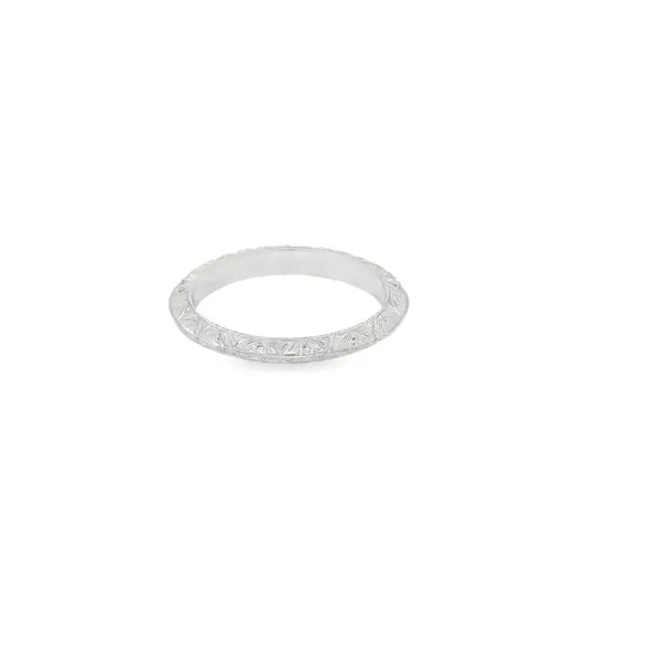 18K White Gold Knife-Edge Bead-Set Diamond Band Image 3 Biondi Diamond Jewelers Aurora, CO