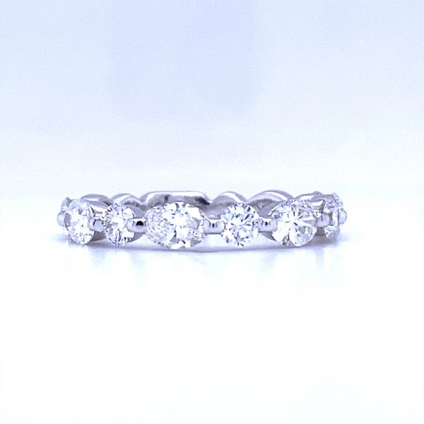 14K White Gold Oval and Round Diamond Band Image 2 Biondi Diamond Jewelers Aurora, CO