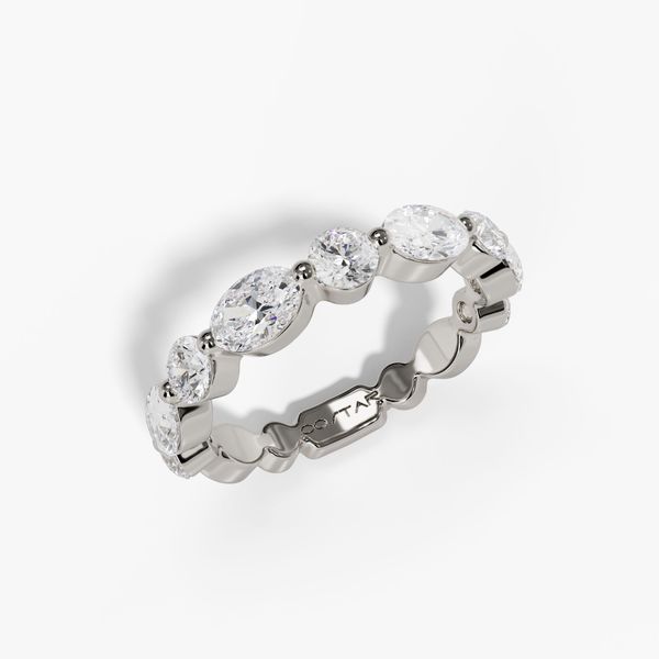 14K White Gold Oval and Round Diamond Band Biondi Diamond Jewelers Aurora, CO