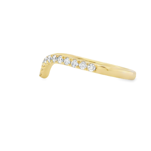 14K Yellow Gold Round Diamond Chevron Wedding Band Image 2 Biondi Diamond Jewelers Aurora, CO