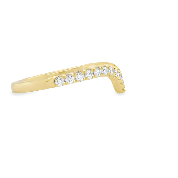 14K Yellow Gold Round Diamond Chevron Wedding Band Image 3 Biondi Diamond Jewelers Aurora, CO