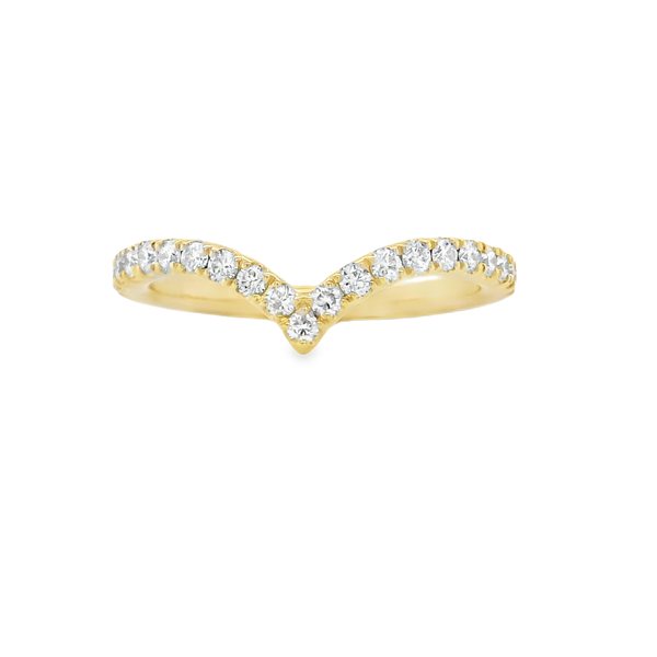 14K Yellow Gold Round Diamond Chevron Wedding Band Biondi Diamond Jewelers Aurora, CO