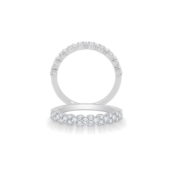 14K White Gold Diamond Cluster Wedding Band Image 4 Biondi Diamond Jewelers Aurora, CO
