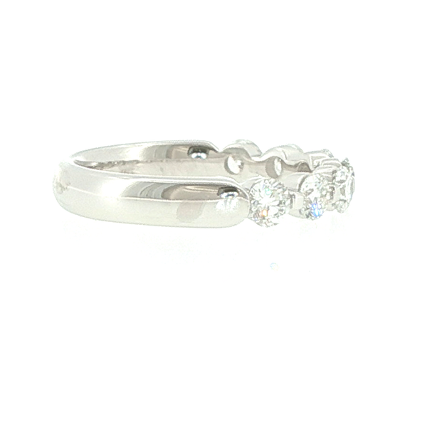14K White Gold Round Diamond Shared Prong Wedding Band Image 2 Biondi Diamond Jewelers Aurora, CO