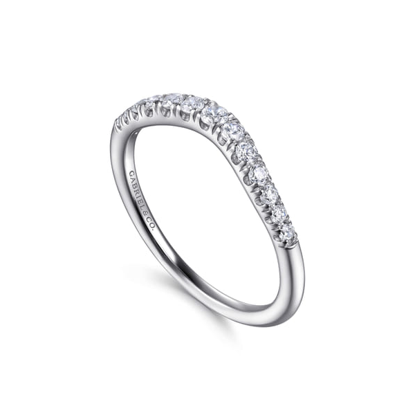 14K White Gold French Pavé Curved Diamond Band Image 2 Biondi Diamond Jewelers Aurora, CO