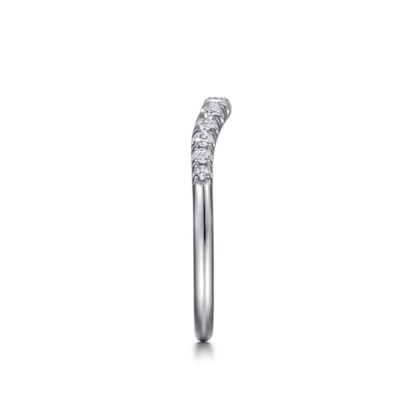 14K White Gold French Pavé Curved Diamond Band Image 4 Biondi Diamond Jewelers Aurora, CO