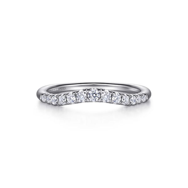 14K White Gold French Pavé Curved Diamond Band Biondi Diamond Jewelers Aurora, CO