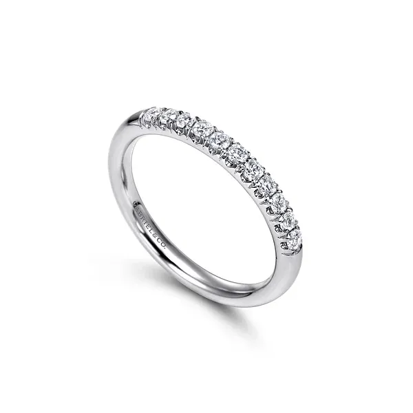 14K White Gold Diamond French Pavé Wedding Band Image 2 Biondi Diamond Jewelers Aurora, CO