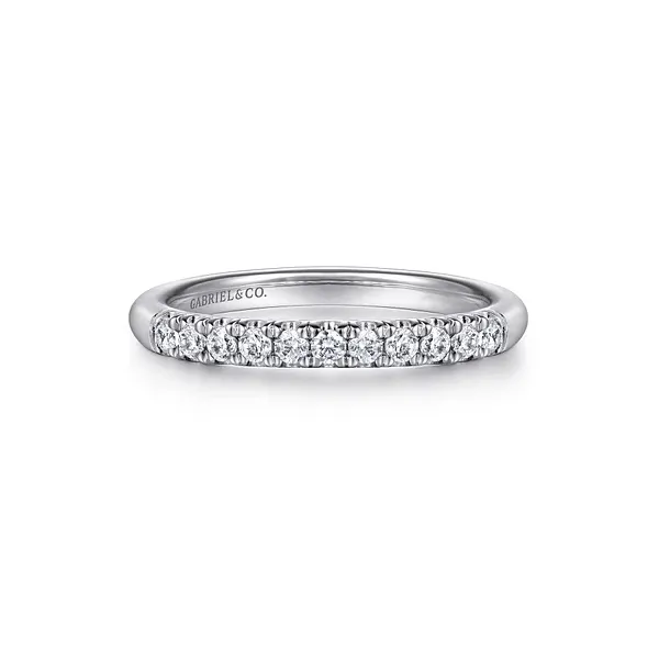 14K White Gold Diamond French Pavé Wedding Band Biondi Diamond Jewelers Aurora, CO